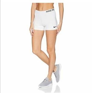 White Nike Pro Compression Spandex Shorts
